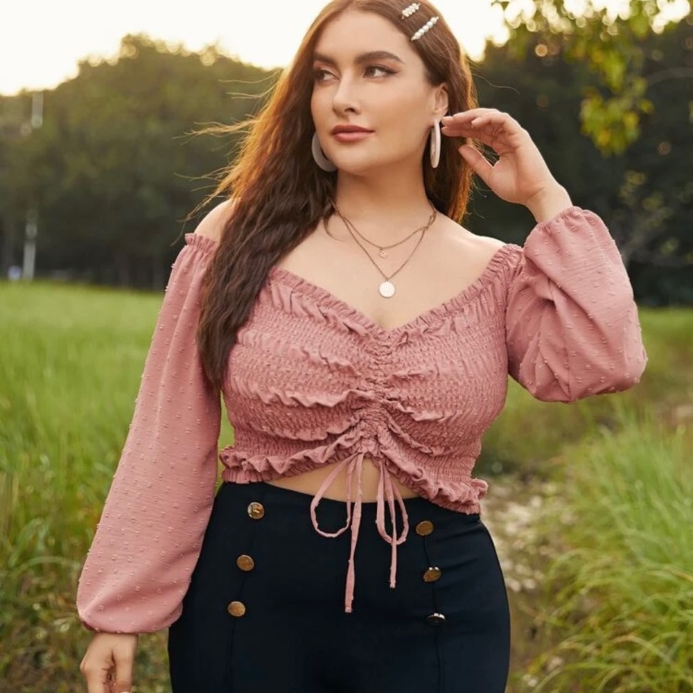 Shirred Milkmaid Cropped Blouse